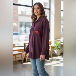 Studio Works Purple Embroidered Shirt